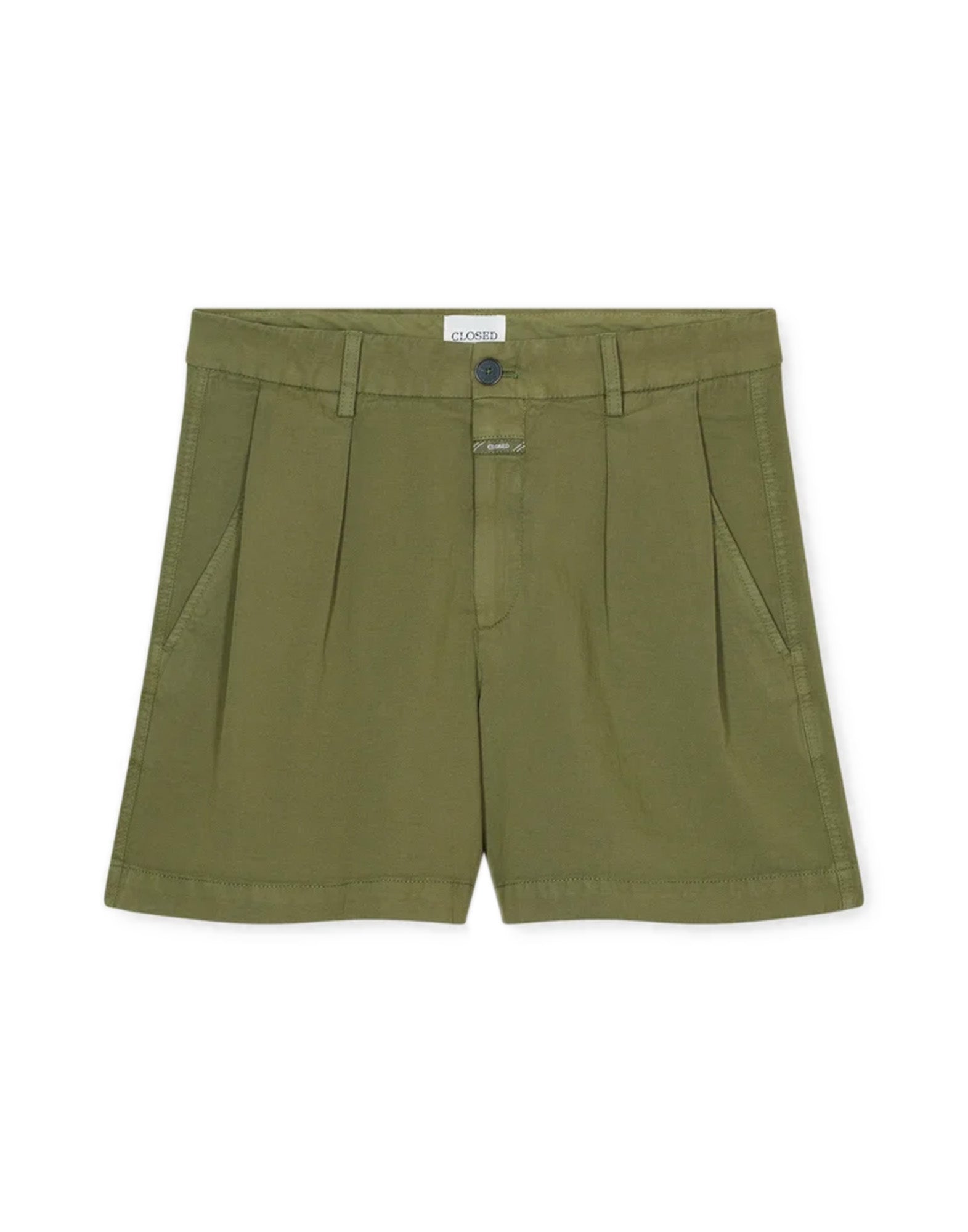 CLOSED Revyl Shorts in Cotone e Lino con Pinces Hunter Green