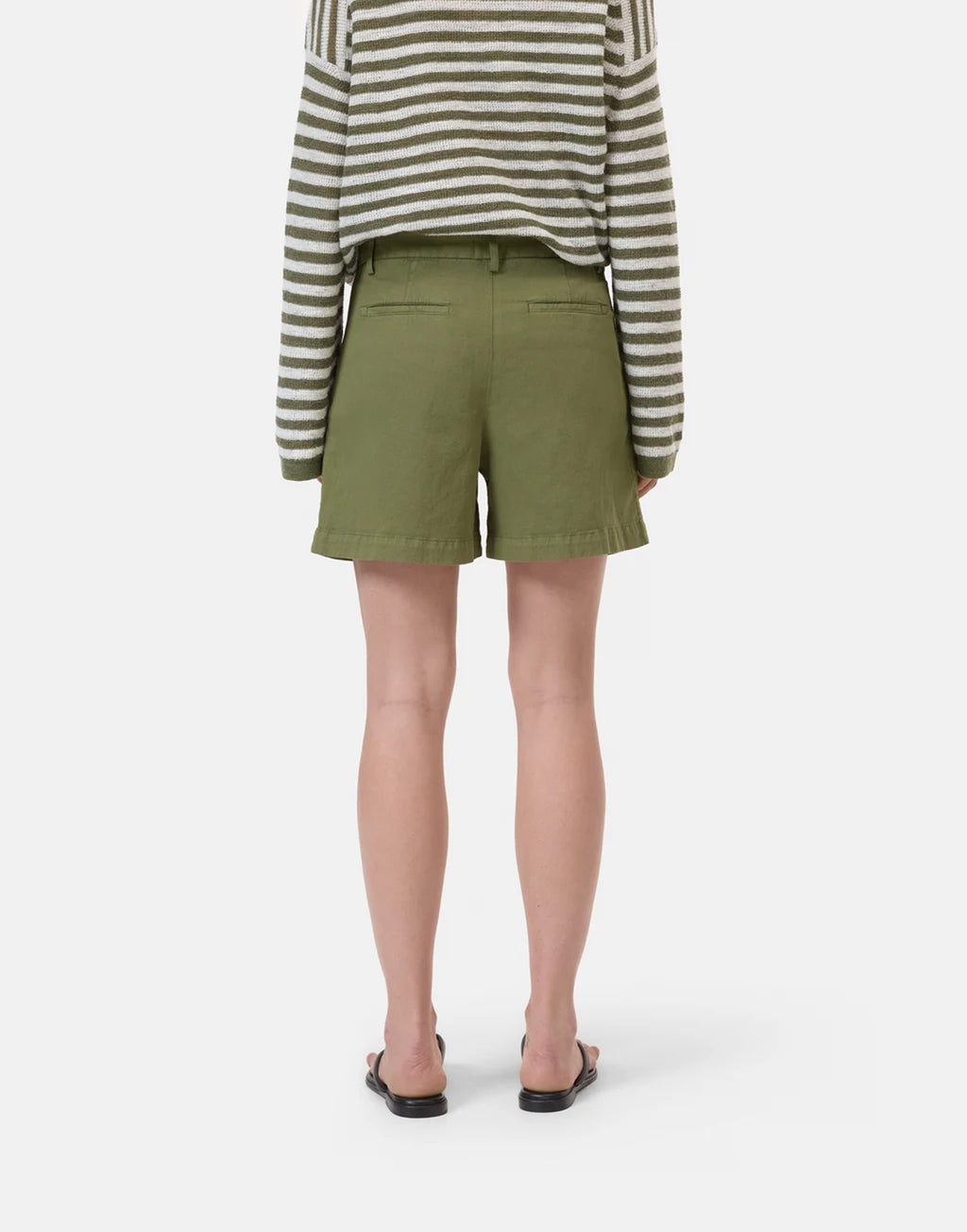 CLOSED Revyl Shorts in Cotone e Lino con Pinces Hunter Green