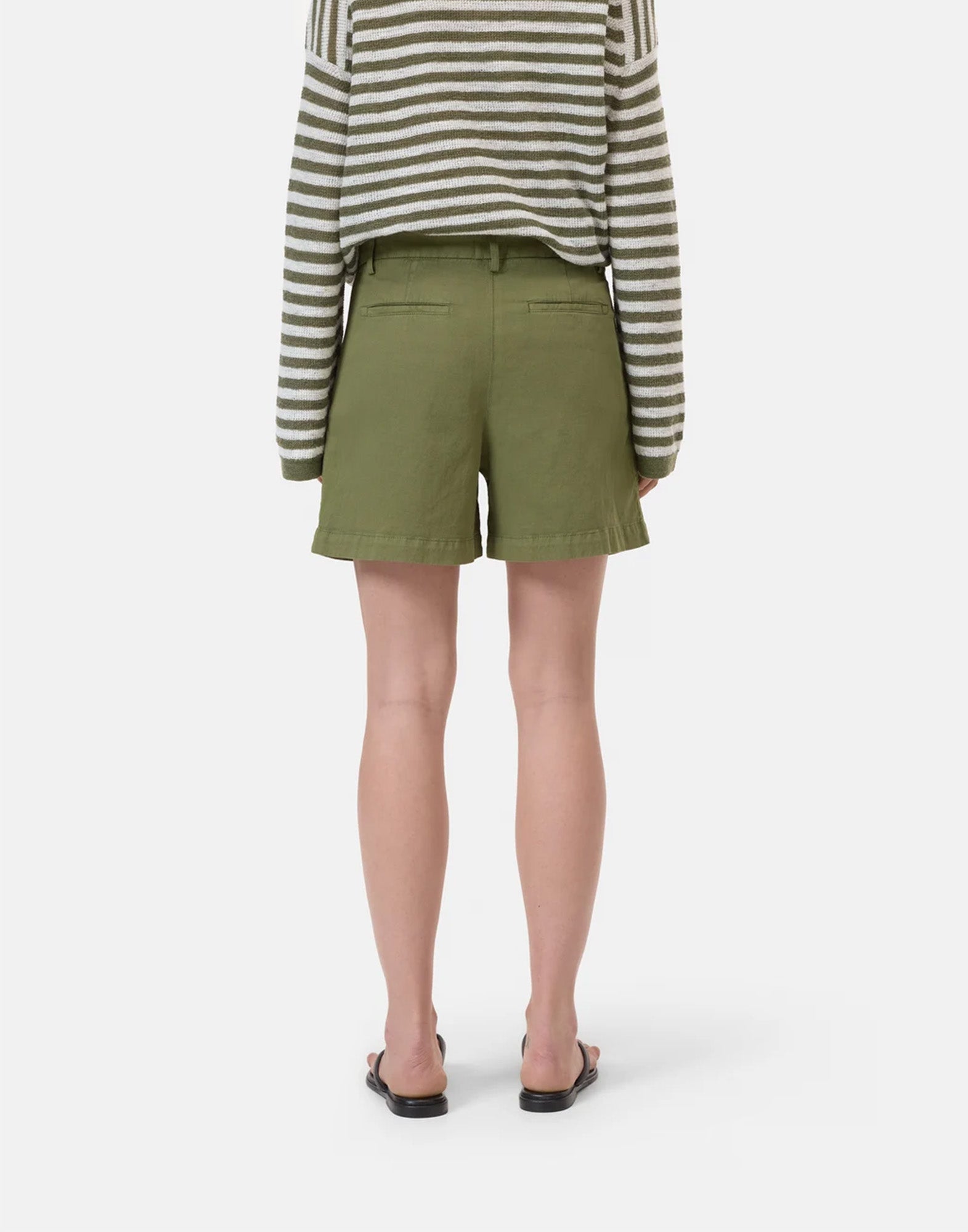 CLOSED Revyl Shorts in Cotone e Lino con Pinces Hunter Green