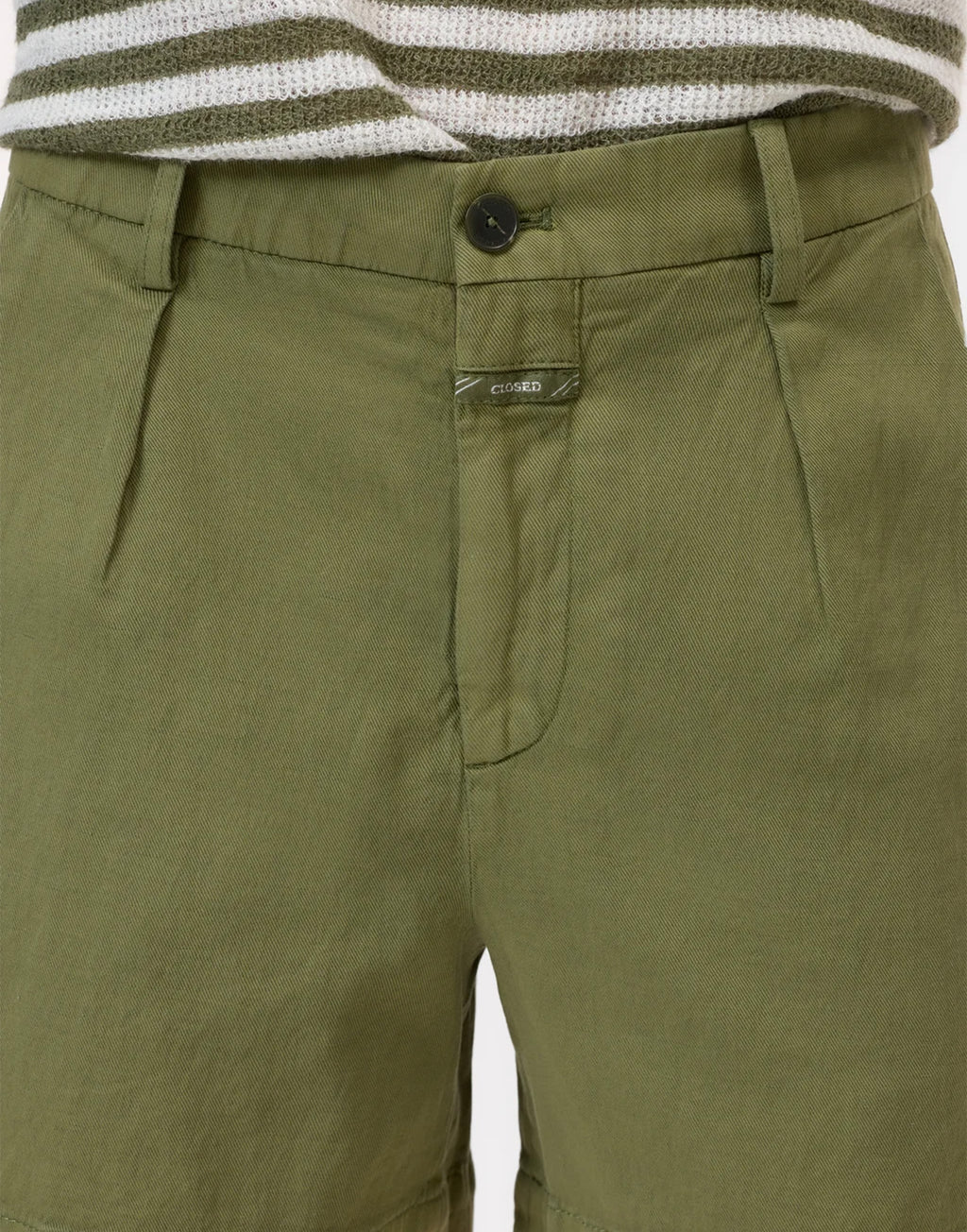CLOSED Revyl Shorts in Cotone e Lino con Pinces Hunter Green