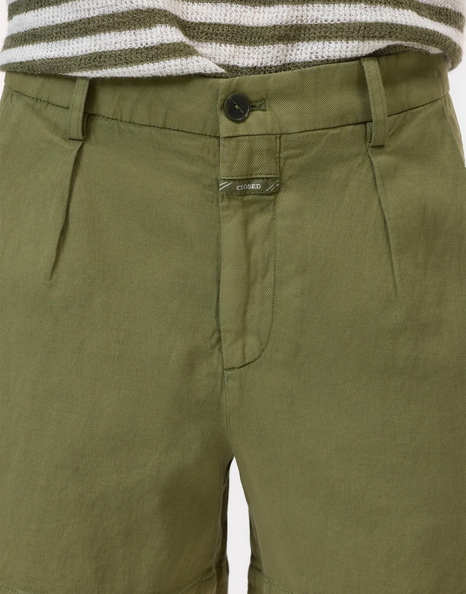 CLOSED Revyl Shorts in Cotone e Lino con Pinces Hunter Green