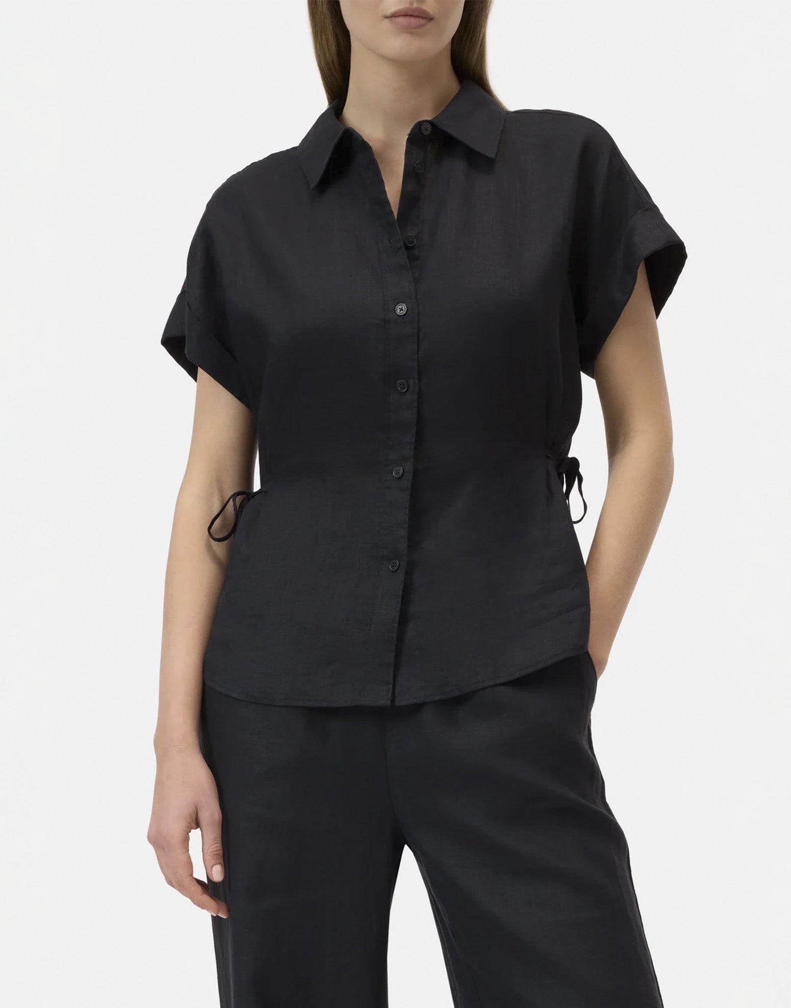 CLOSED Blusa in Lino con Dettagli Annodabili Black