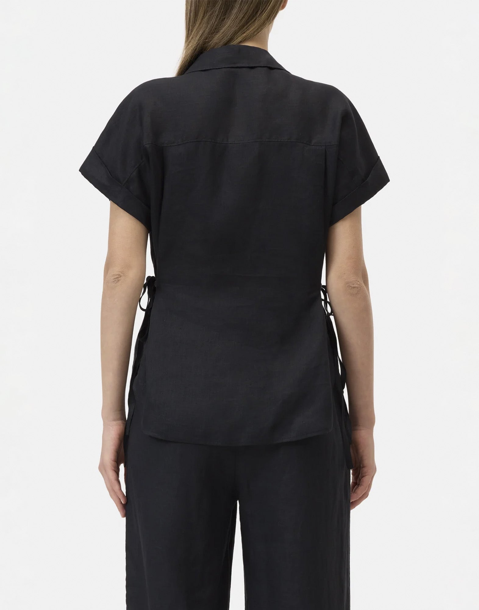 CLOSED Blusa in Lino con Dettagli Annodabili Black