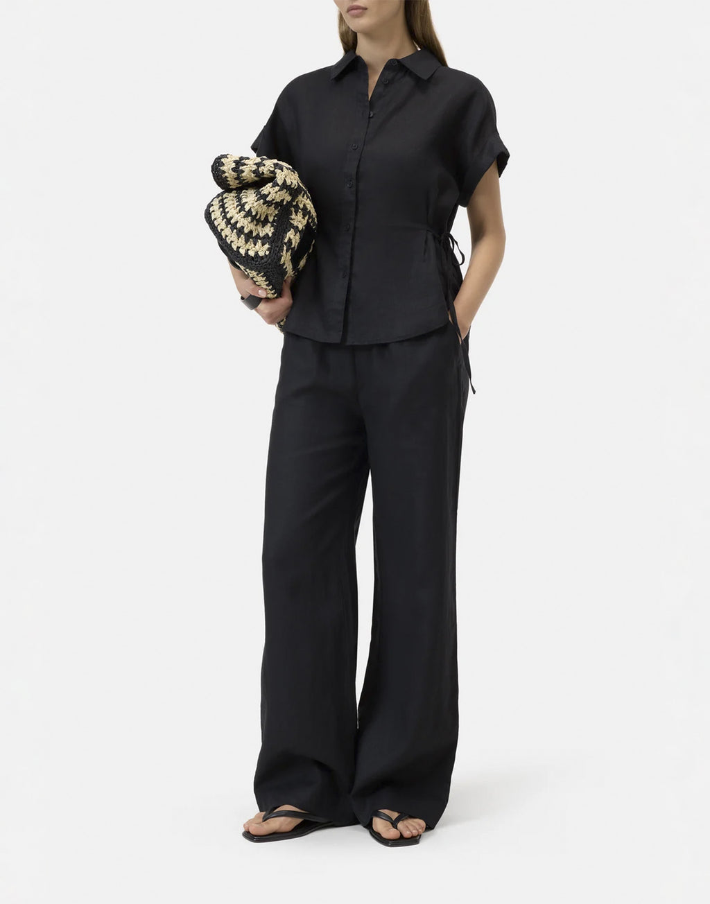 CLOSED Blusa in Lino con Dettagli Annodabili Black