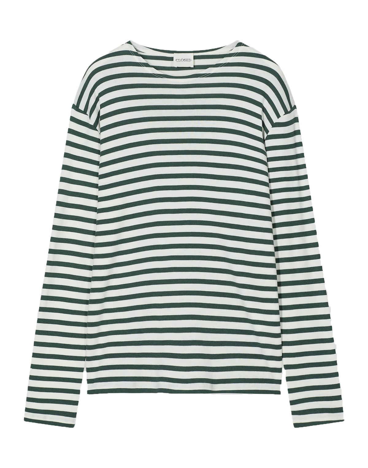 CLOSED Maglia a Maniche Lunghe in Jersey Rigato Royal Green
