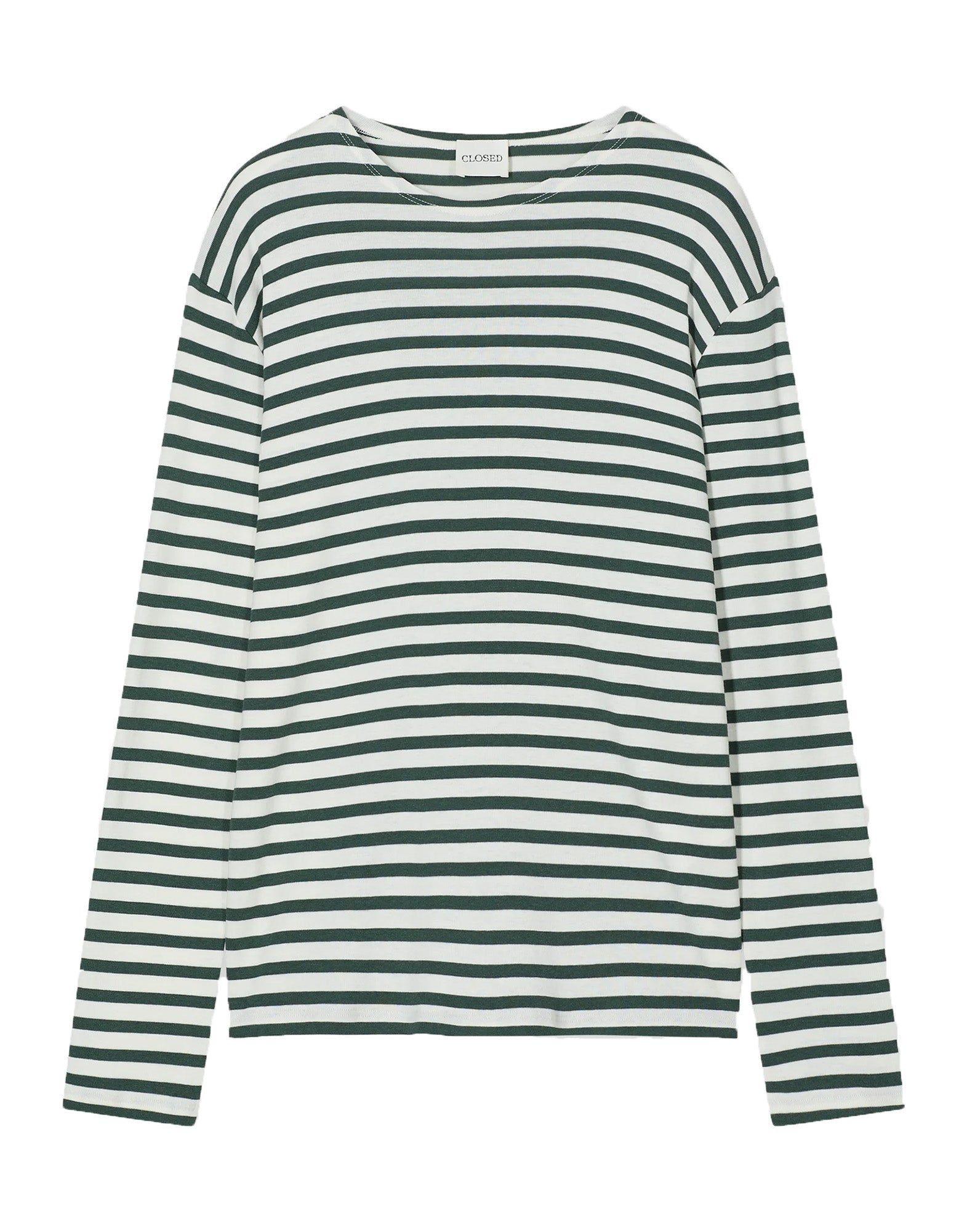 CLOSED Maglia a Maniche Lunghe in Jersey Rigato Royal Green