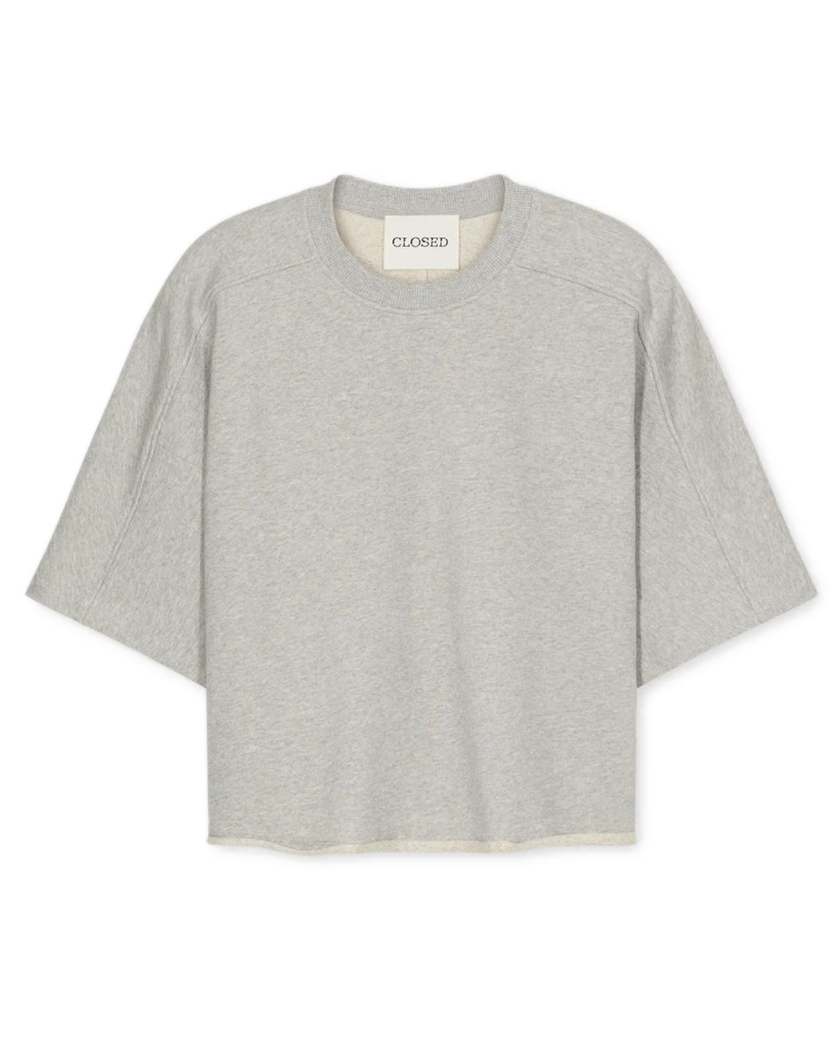 CLOSED T-Shirt in Felpa di Cotone Grigio Melange