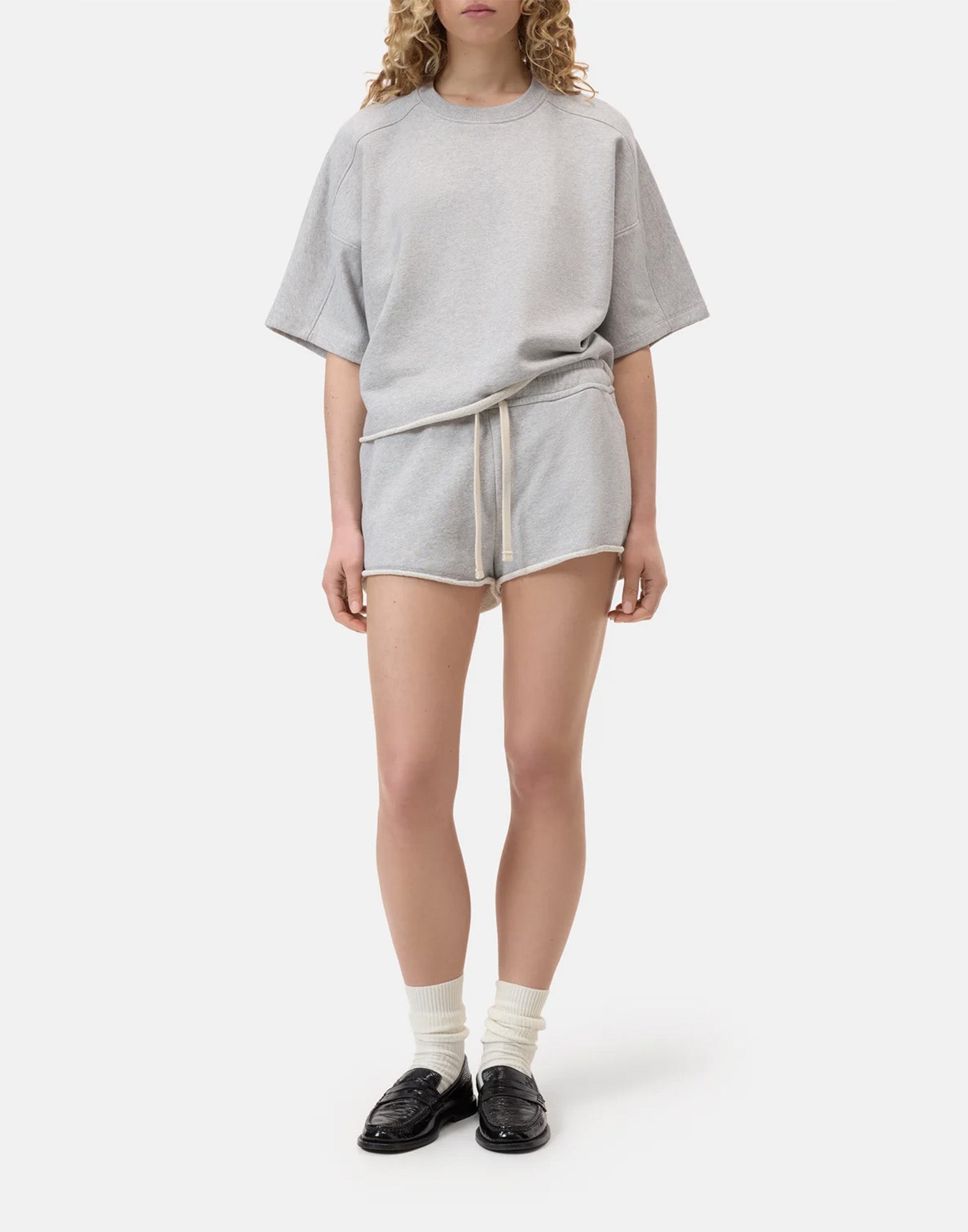 CLOSED T-Shirt in Felpa di Cotone Grigio Melange