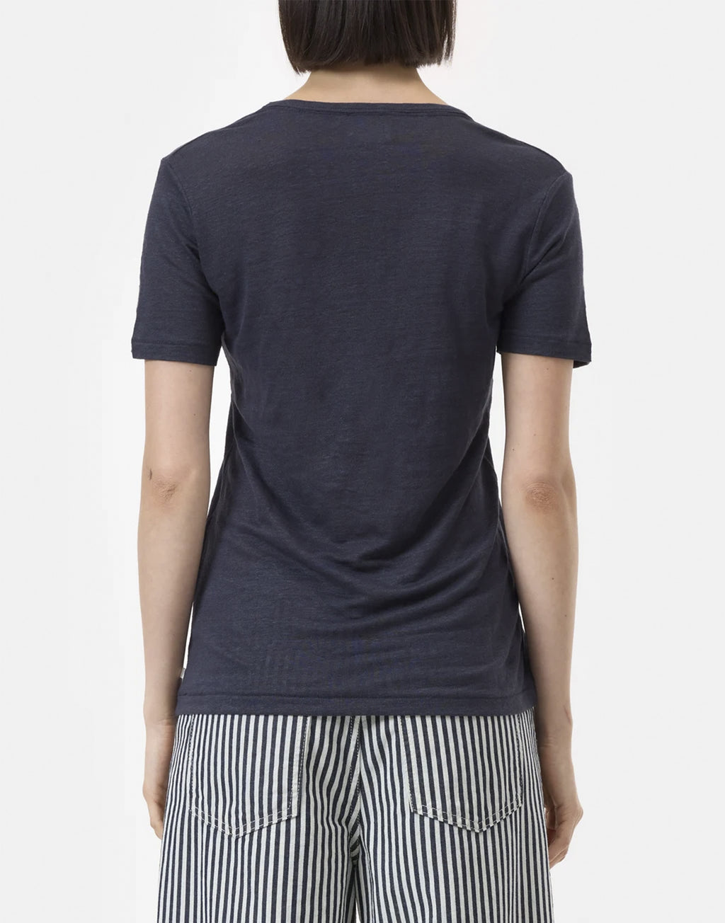 CLOSED T-Shirt in Lino con Scollo a Cuore dark Night