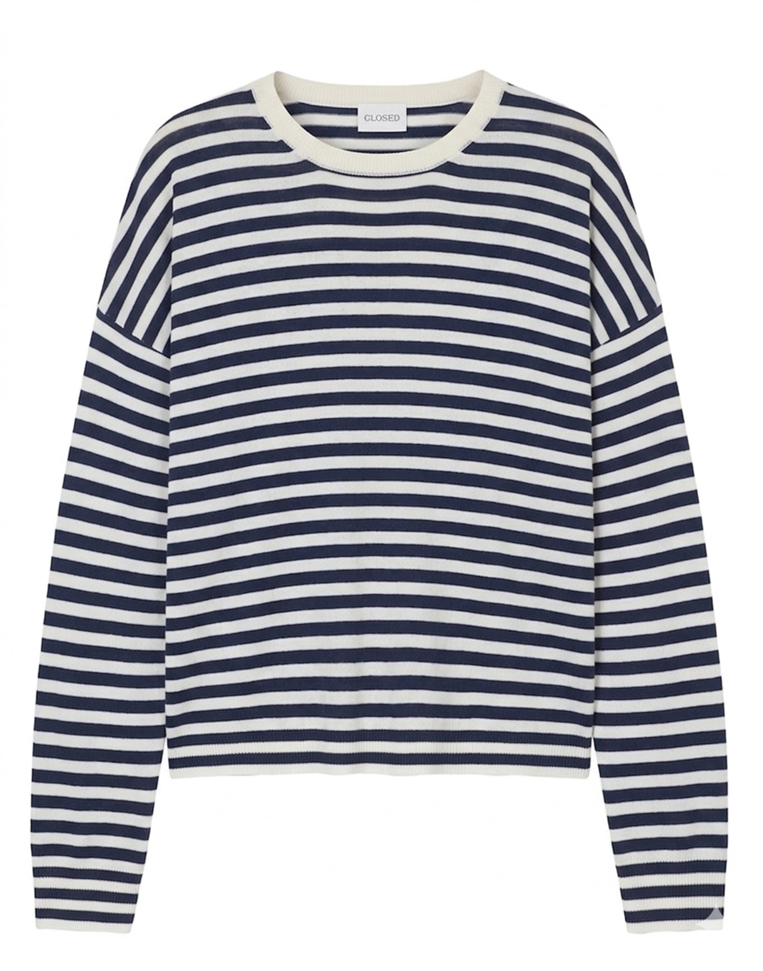 CLOSED Maglia in Misto Lino e Cotone a Righe Dark Night