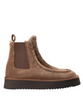 COPENHAGEN Chelsea Boots in Suede New Mokka con Fodera in Lammfell