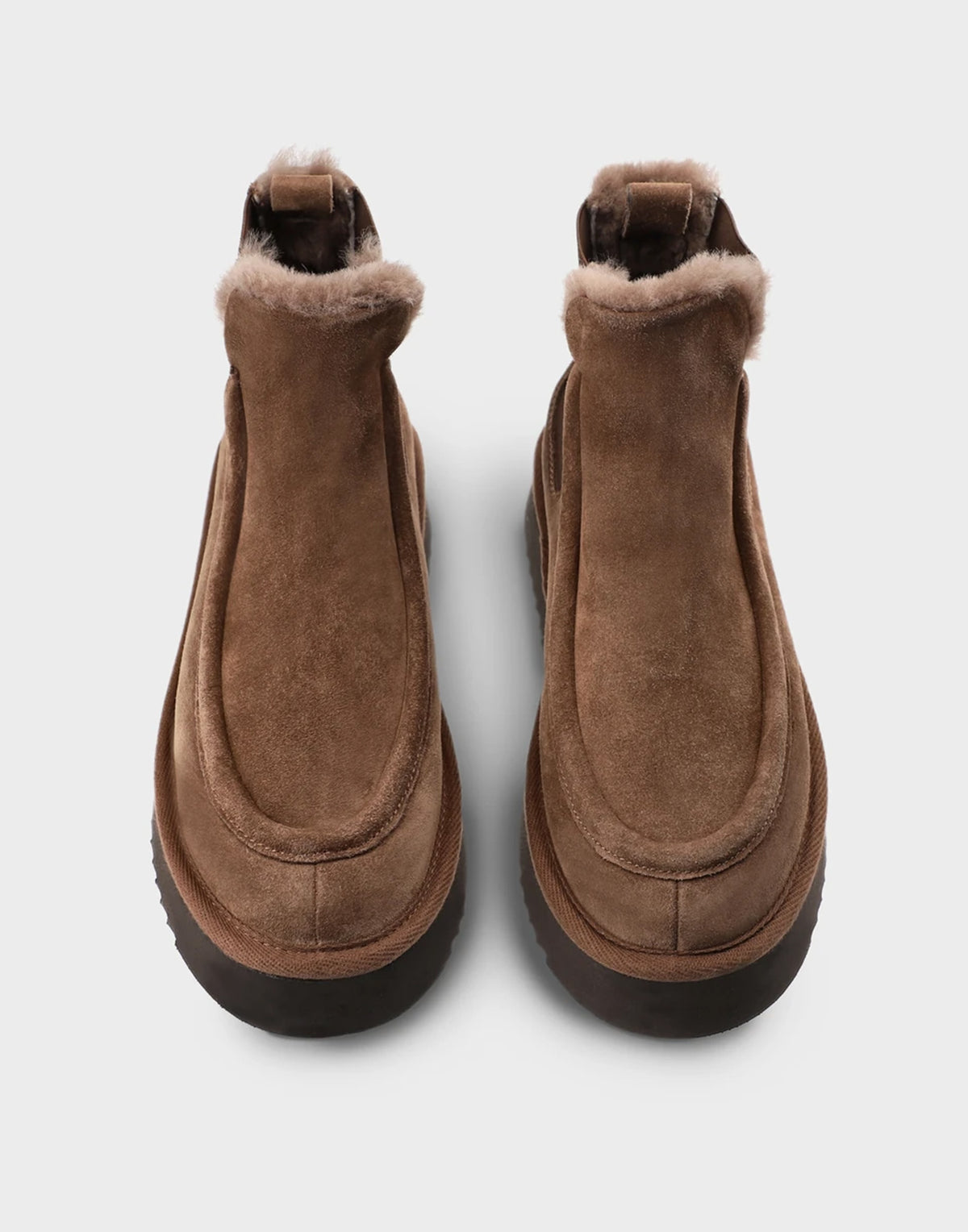 COPENHAGEN Chelsea Boots in Suede New Mokka con Fodera in Lammfell