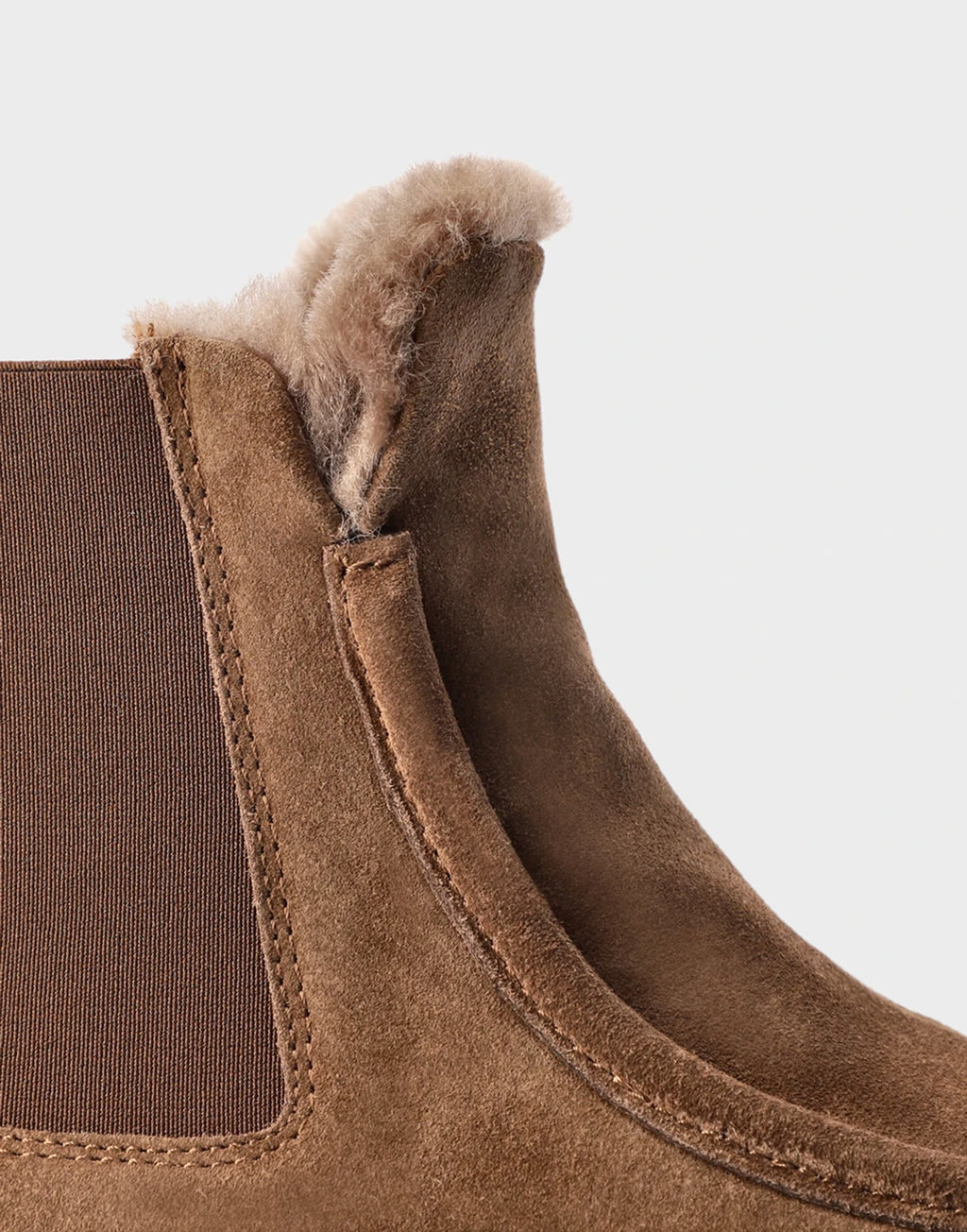 COPENHAGEN Chelsea Boots in Suede New Mokka con Fodera in Lammfell