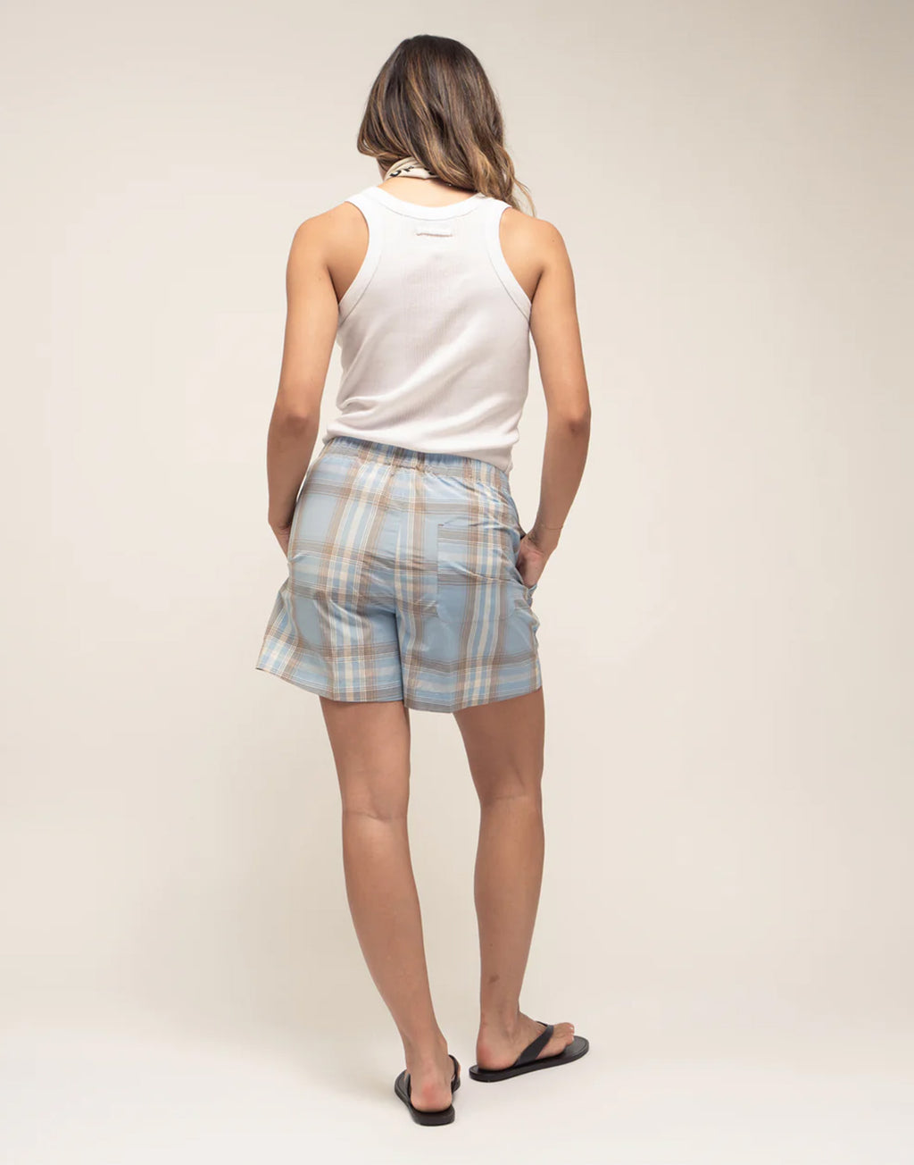 DEPARTMENT FIVE Shorts Erykah in Tartan Tecnico Azzurro