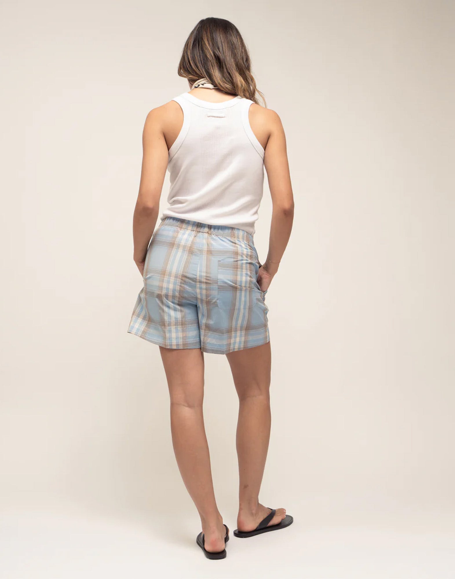 DEPARTMENT FIVE Shorts Erykah in Tartan Tecnico Azzurro
