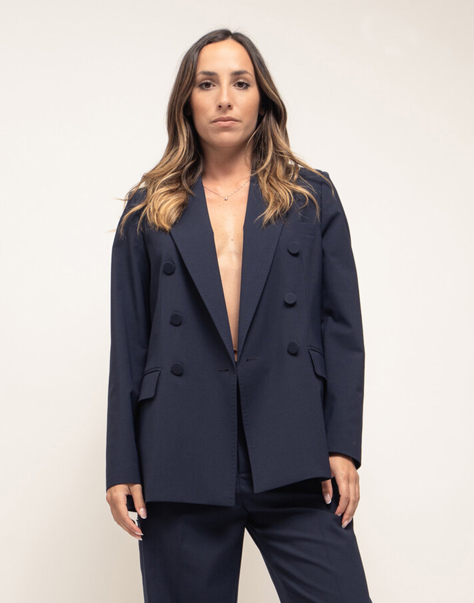 DEPARTMENT FIVE Giacca Doppiopetto Ari in Fresco Viscosa Navy