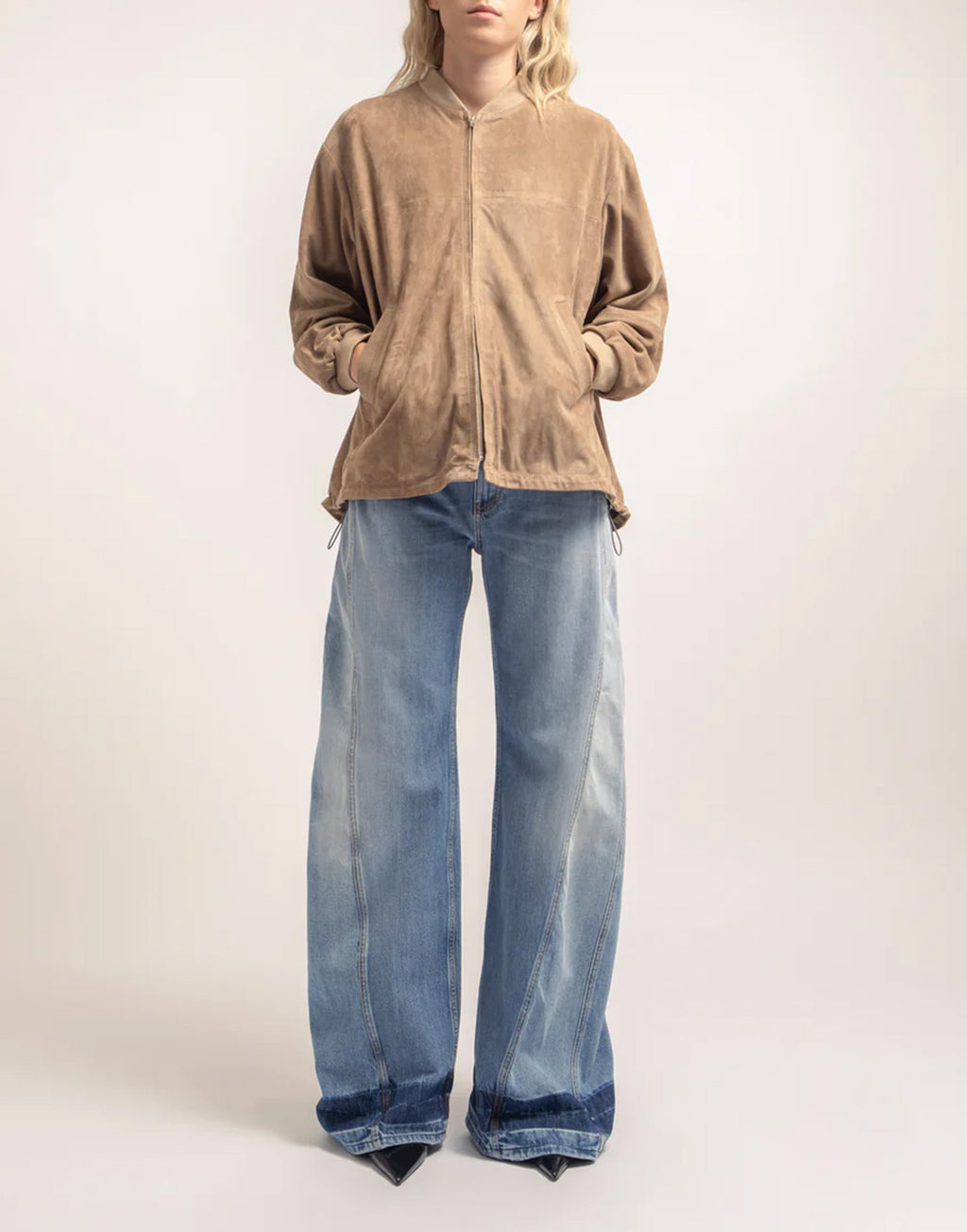 DEPARTMENT FIVE Machine Bomber in Pelle Scamosciata Tortora