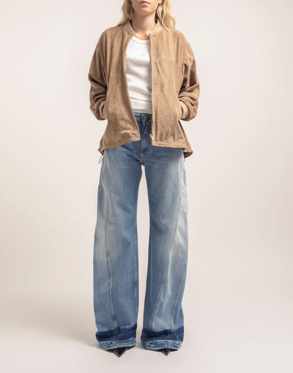 DEPARTMENT FIVE Machine Bomber in Pelle Scamosciata Tortora