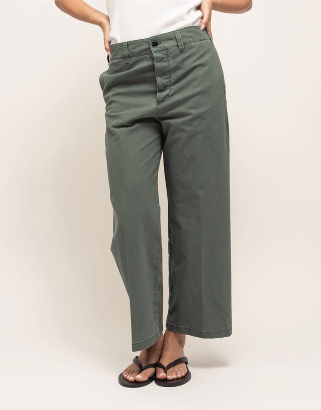 DEPARTMENT FIVE Pantaloni Culotte in Gabardina Verde Militare