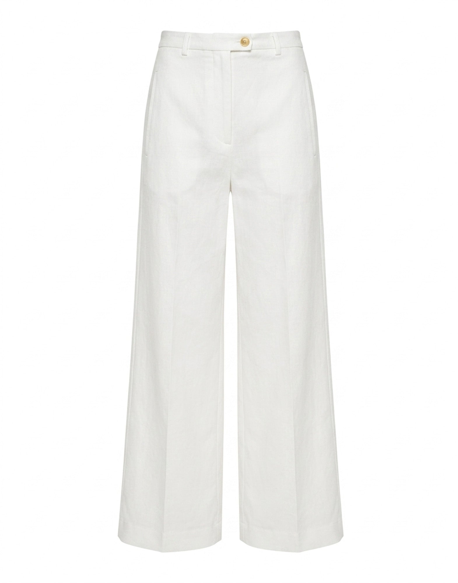 DEPARTMENT FIVE Pantaloni Wide Leg in Cotone Lino Avorio