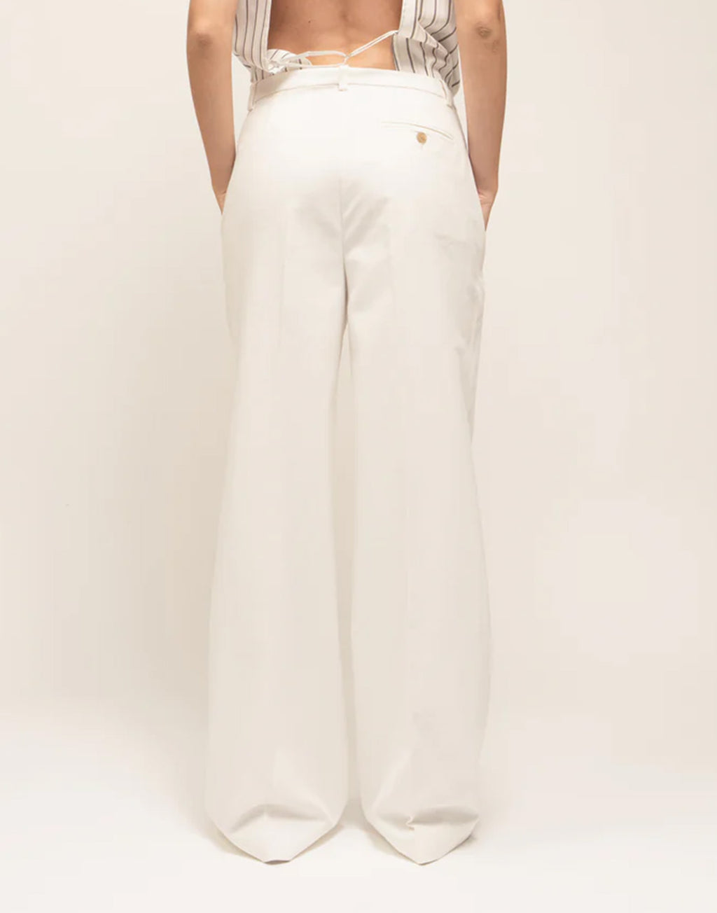 DEPARTMENT FIVE Pantaloni Wide Leg in Cotone Lino Avorio