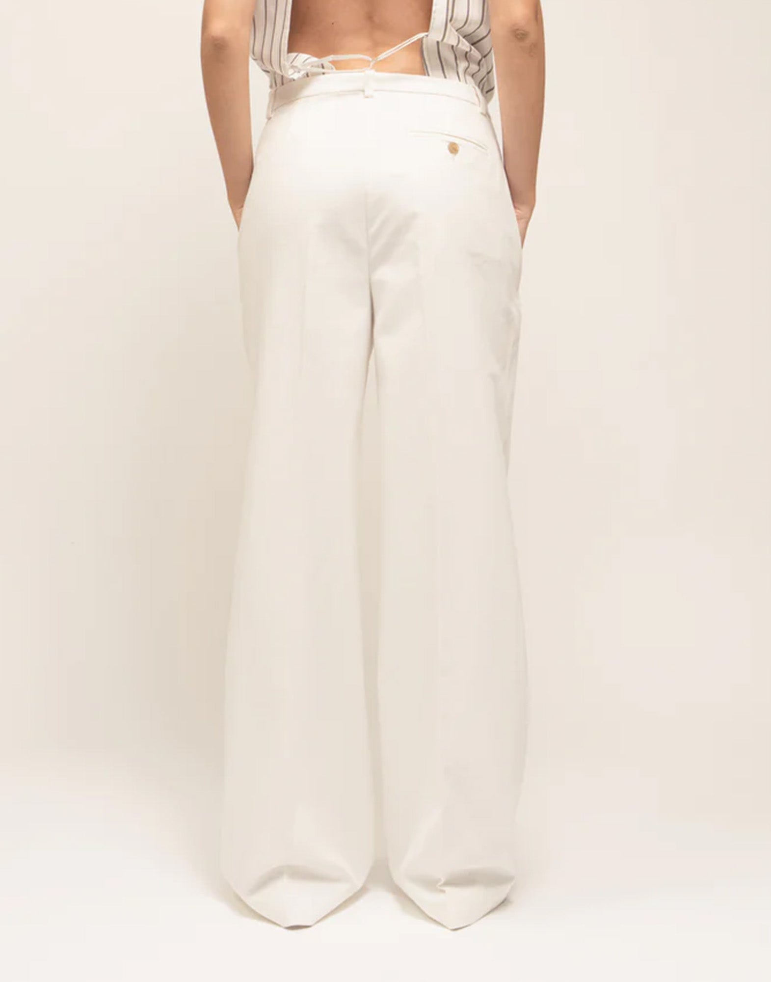 DEPARTMENT FIVE Pantaloni Wide Leg in Cotone Lino Avorio