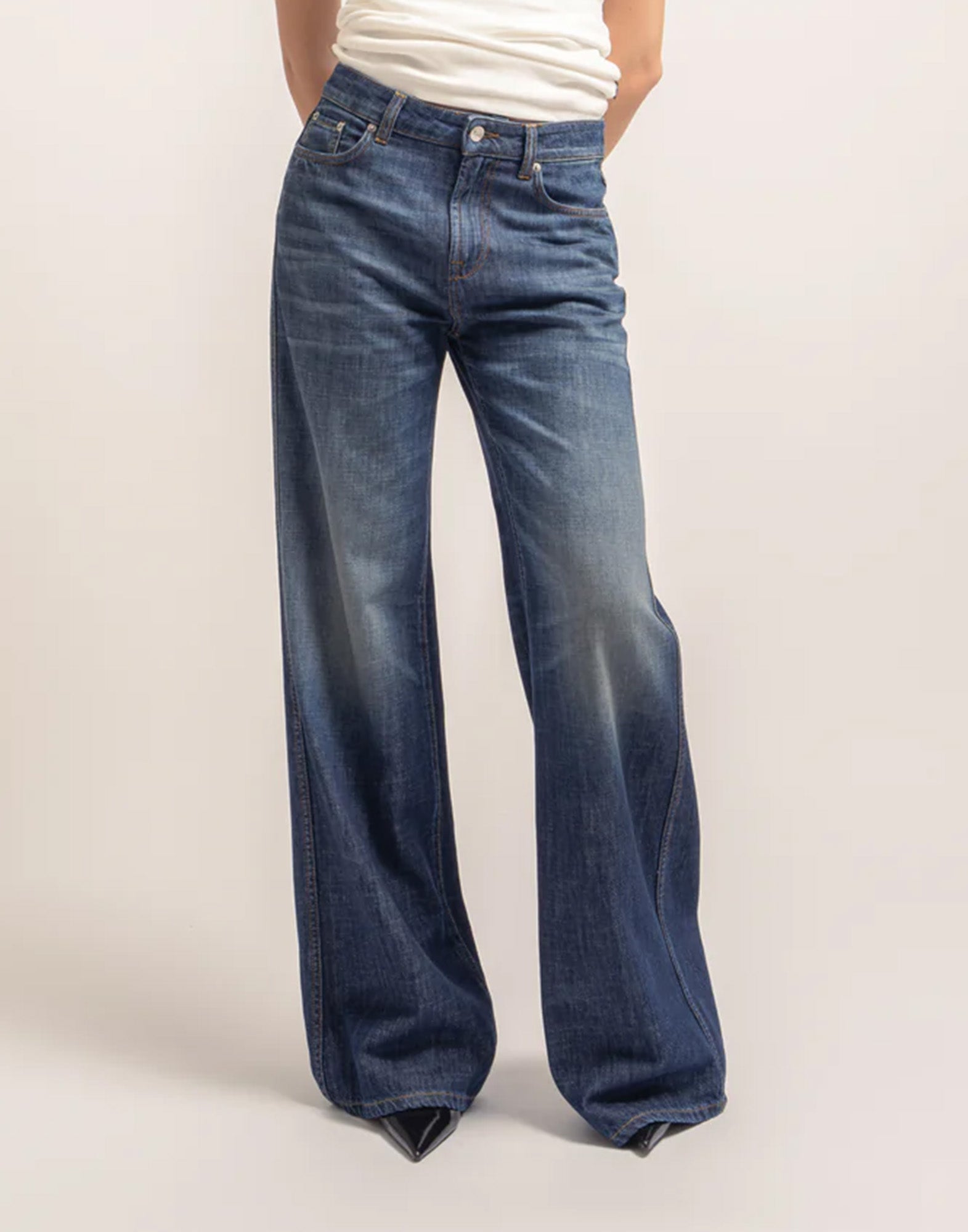 DEPARTMENT FIVE Jeans Pretender Wide Leg in Denim Blu