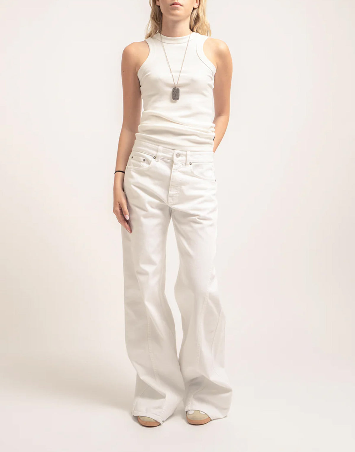 DEPARTMENT FIVE Pantaloni Resort a Gamba Ampia in Bull Bianco