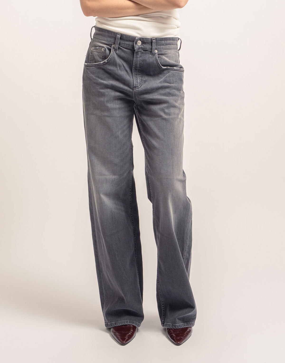 DEPARTMENT FIVE Pop Jeans a Gamba Ampia in Denim Stretch Nero