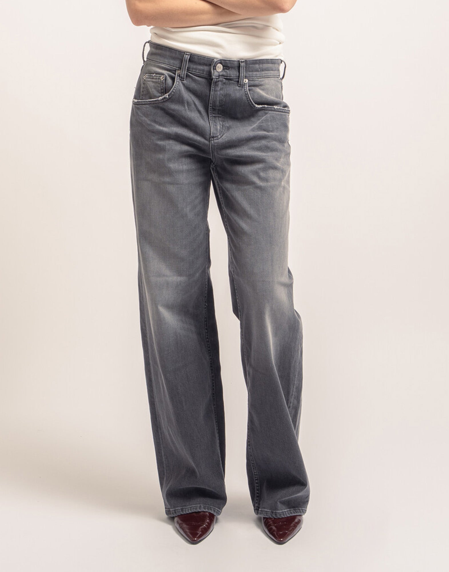 DEPARTMENT FIVE Pop Jeans a Gamba Ampia in Denim Stretch Nero