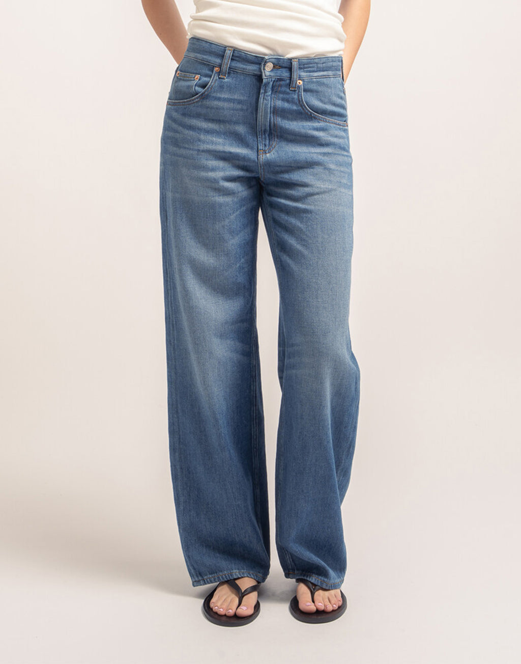 DEPARTMENT FIVE Jeans Pop a Gamba Ampia in Denim Misto Lino