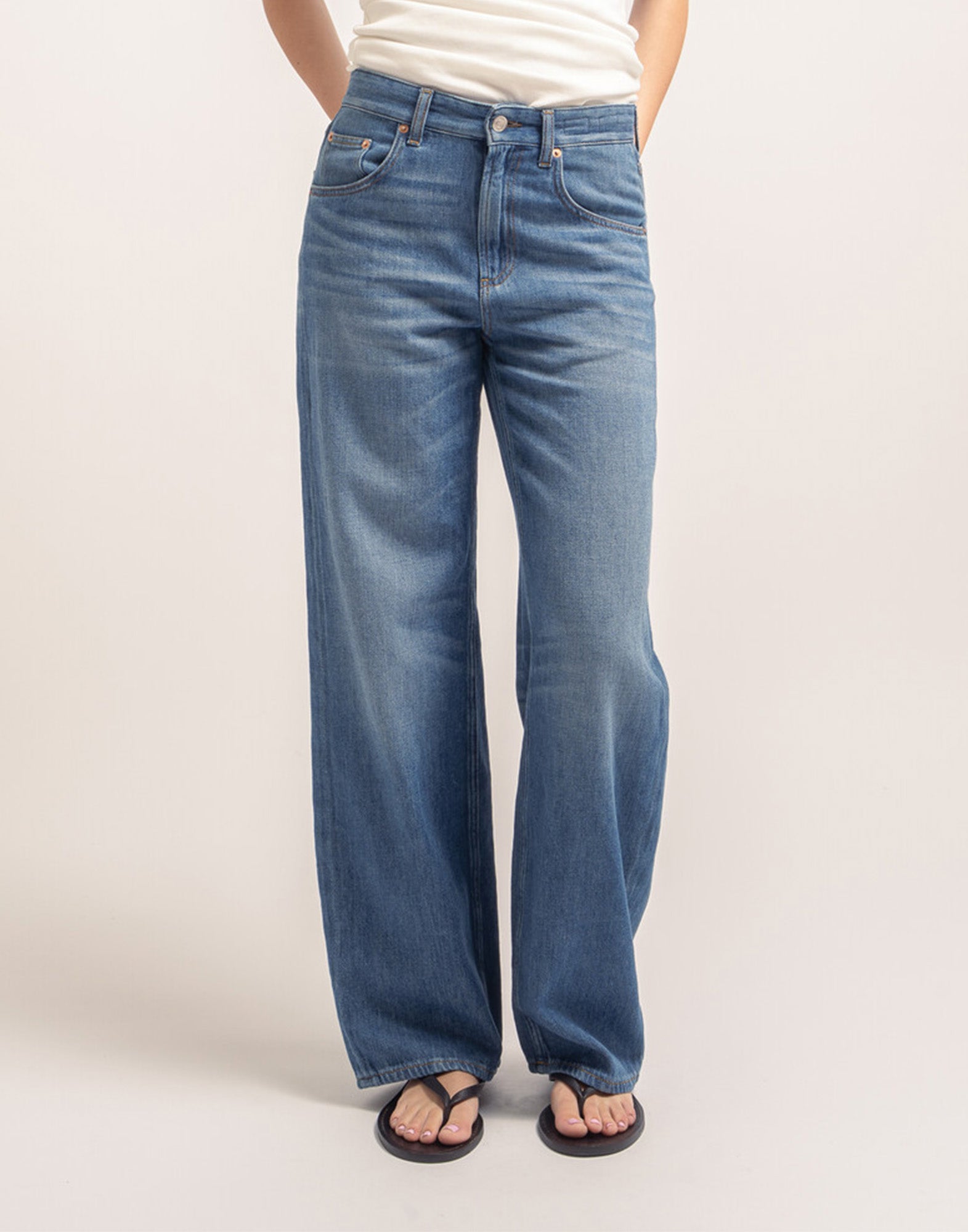 DEPARTMENT FIVE Jeans Pop a Gamba Ampia in Denim Misto Lino