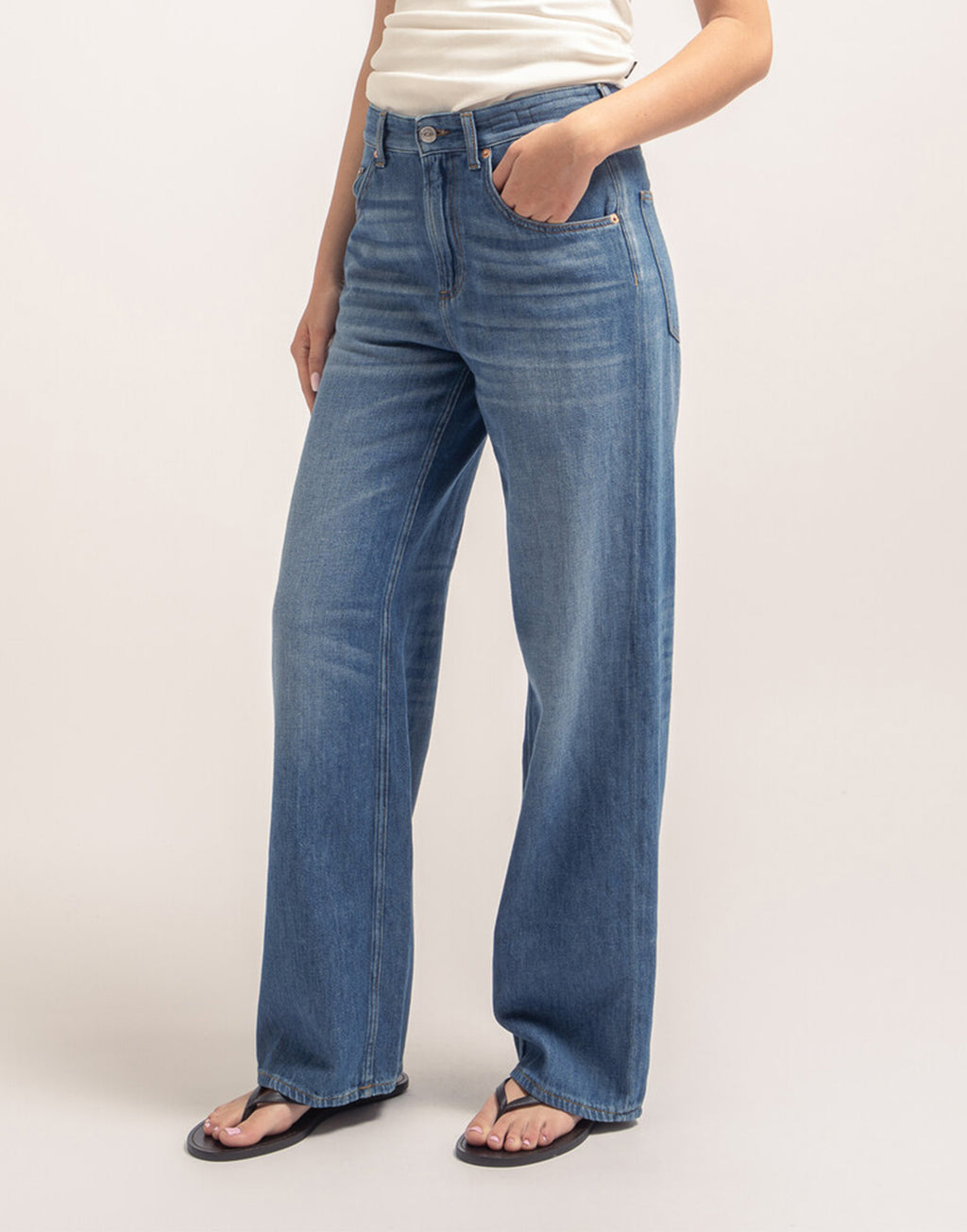 DEPARTMENT FIVE Jeans Pop a Gamba Ampia in Denim Misto Lino