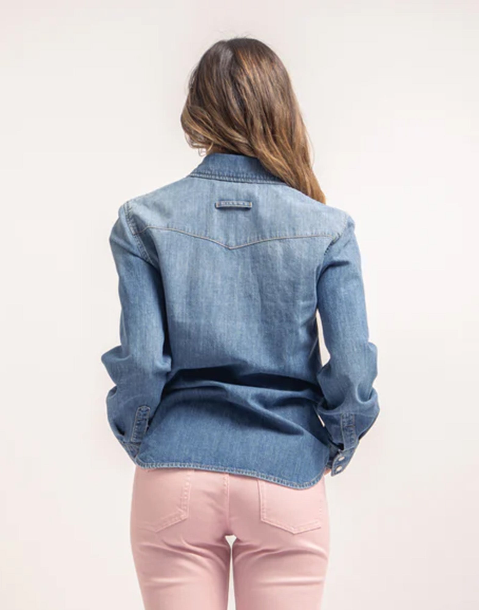 DEPARTMENT FIVE Camicia Slim Texana in Denim Cotone e Lino