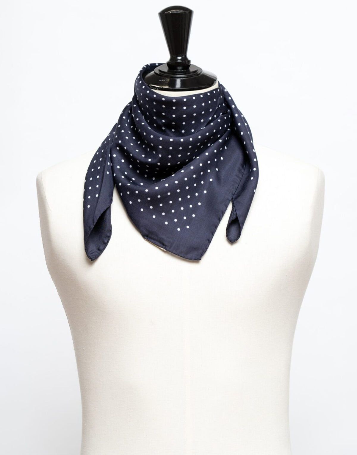Foulard DESTIN Pino à pois en modal et soie bleu marine