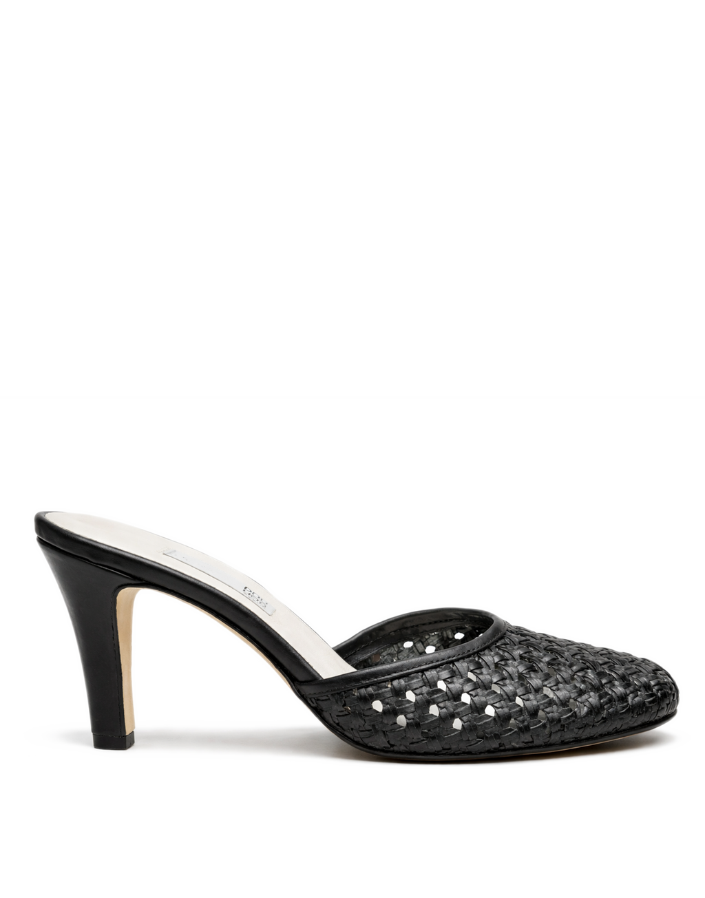 DOUUOD Mules con Tacco in Pelle Intrecciata Nera