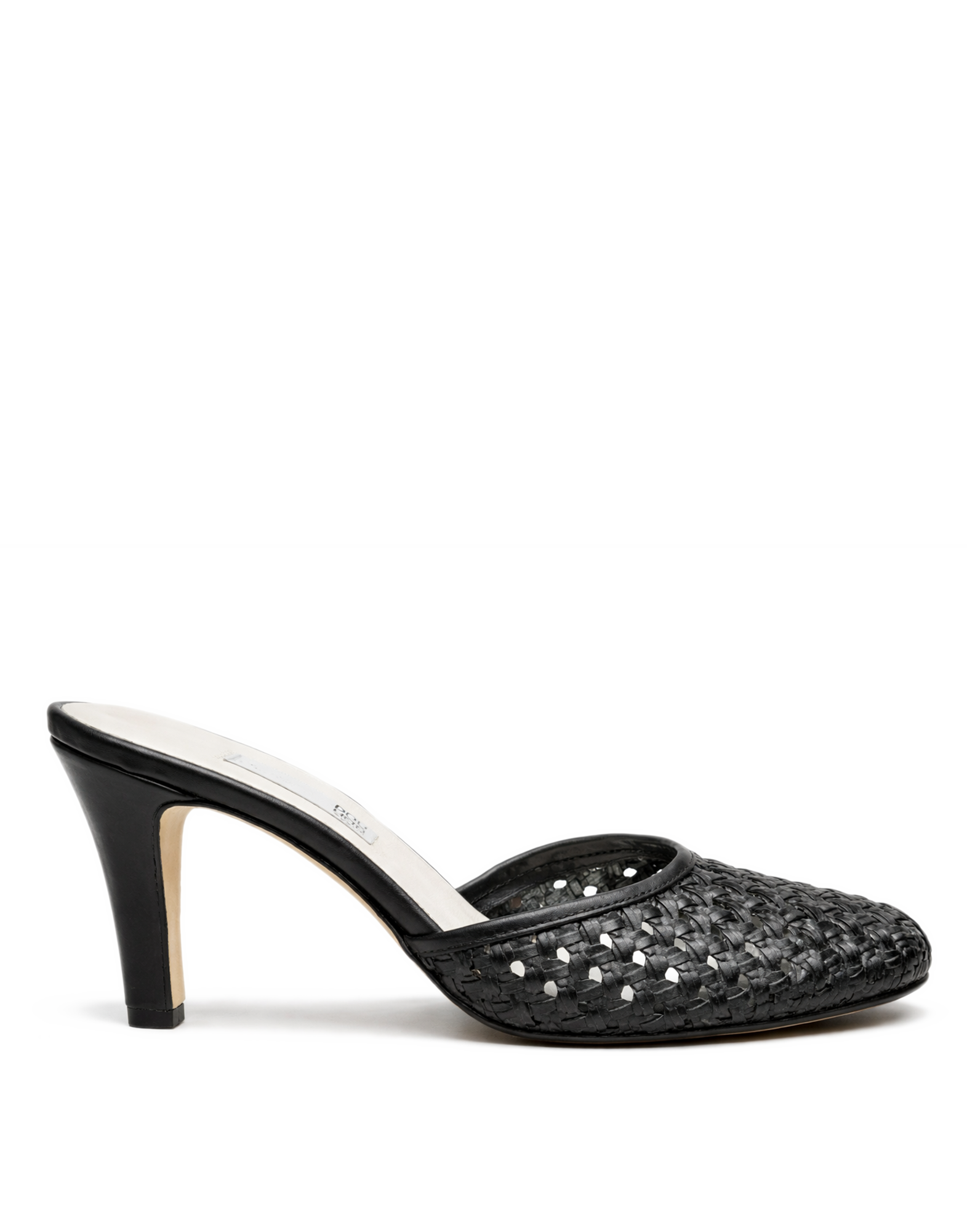 DOUUOD Mules con Tacco in Pelle Intrecciata Nera