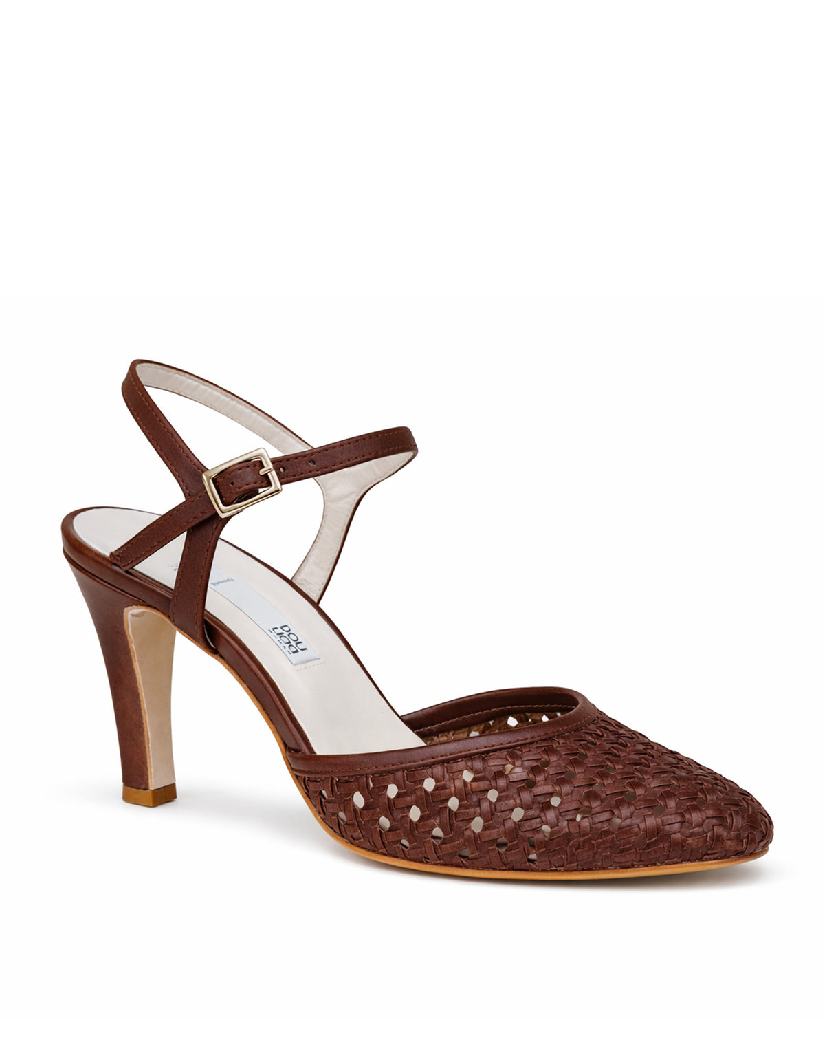 DOUUOD Decollete in Pelle Intrecciata Marrone