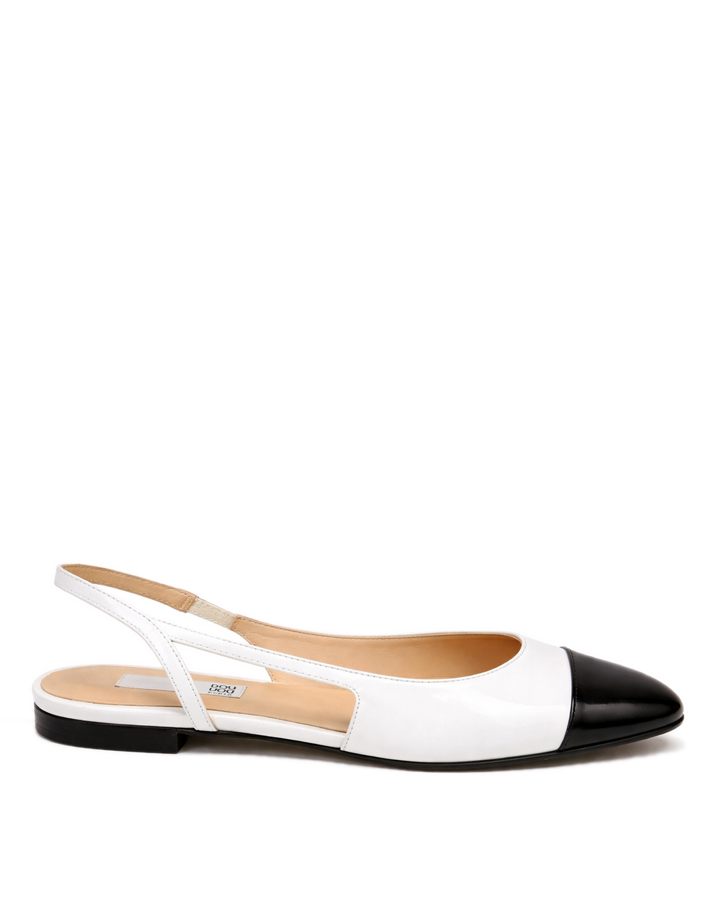 DOUUOD Ballerine Slingback con Puntale Bianco/Nero