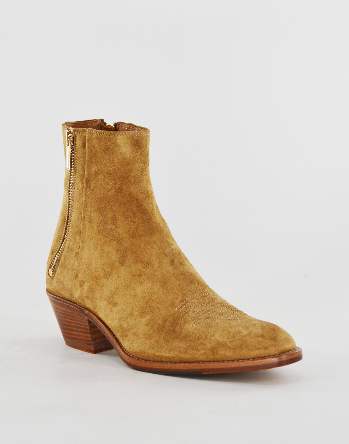 DOUUOD Bottines texanes à double zip en croûte de cuir Recife