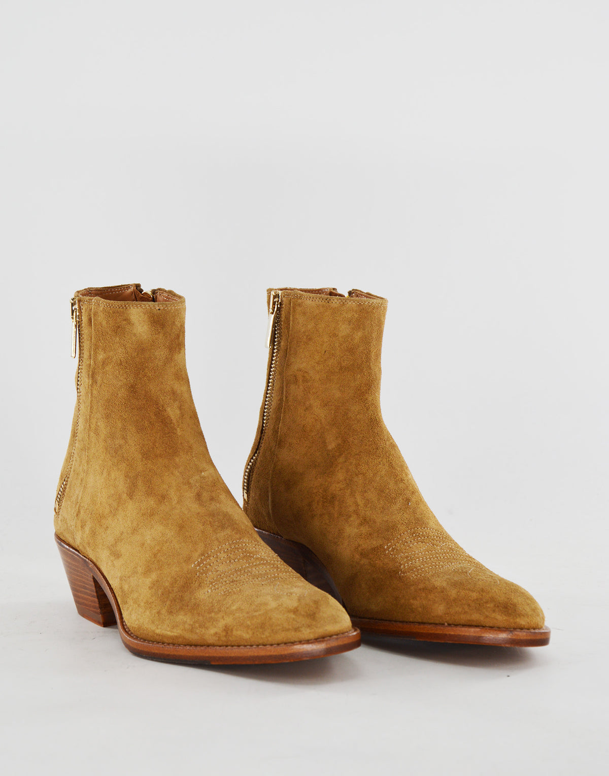 DOUUOD Bottines texanes à double zip en croûte de cuir Recife