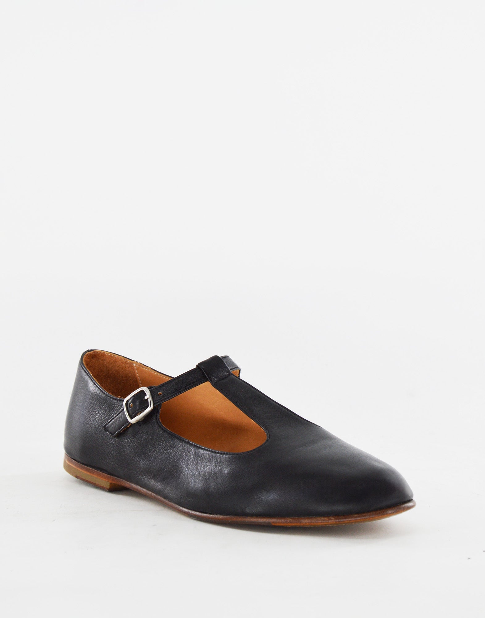 DOUUOD Ballerine T-Bar in Pelle Glam Nera