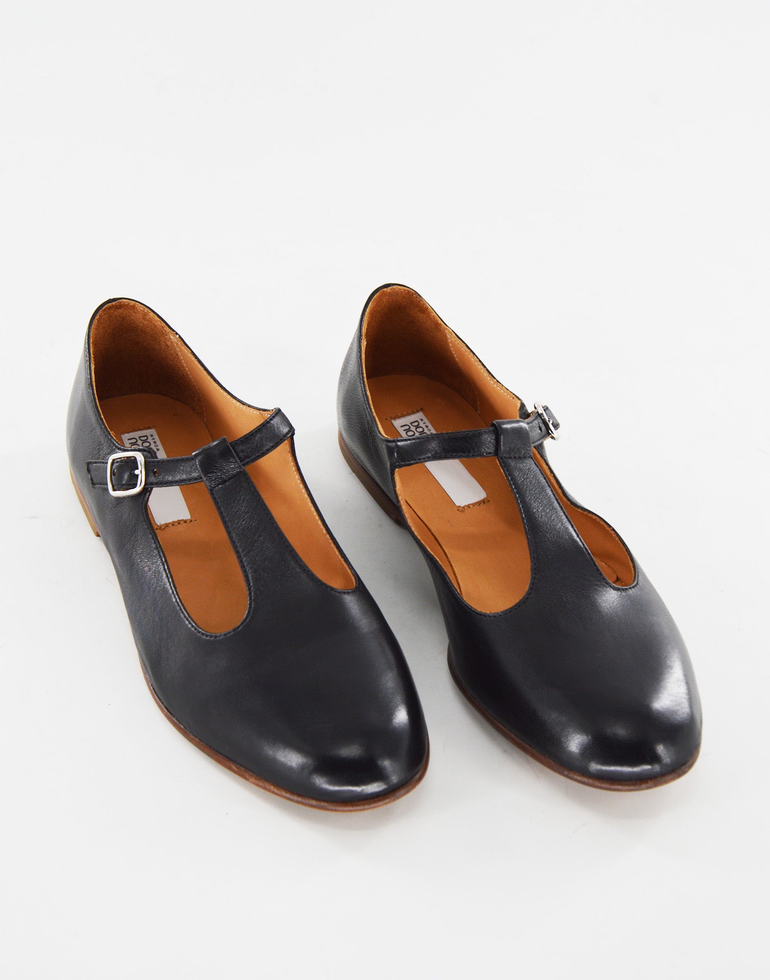 DOUUOD Ballerine T-Bar in Pelle Glam Nera