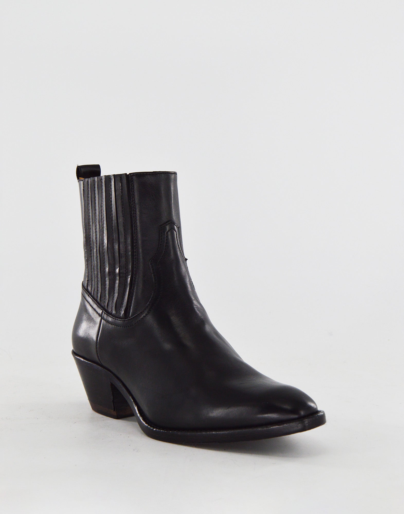 DOUUOD Stivaletti Texani in Pelle di Vitello Glam Nero