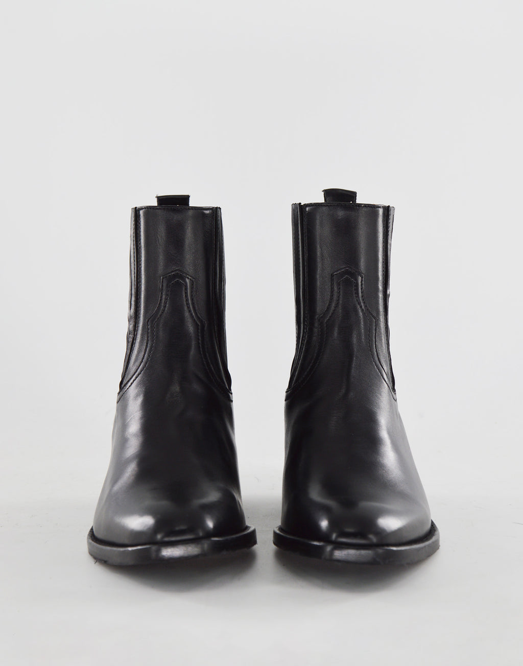 DOUUOD Stivaletti Texani in Pelle di Vitello Glam Nero