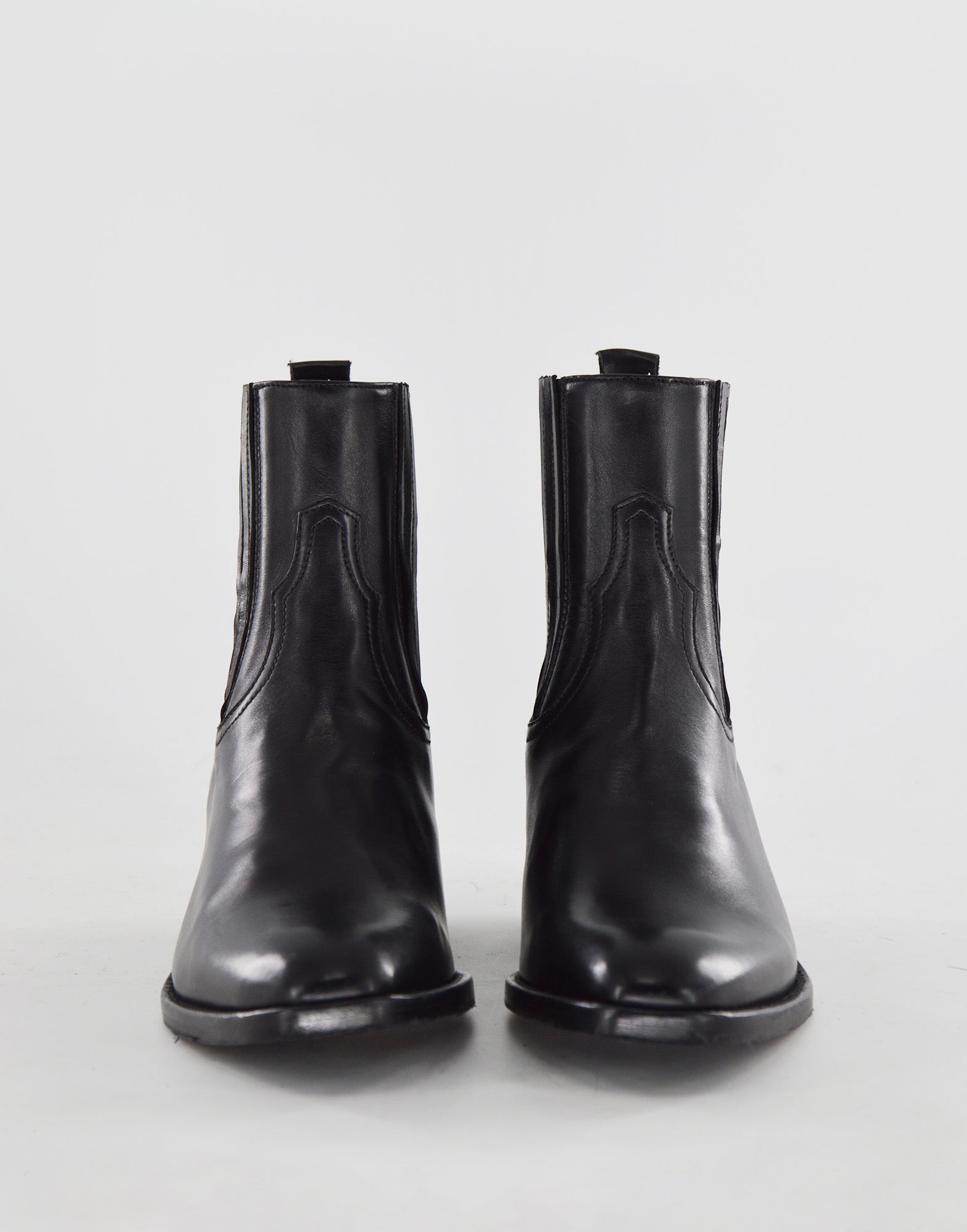 DOUUOD Stivaletti Texani in Pelle di Vitello Glam Nero