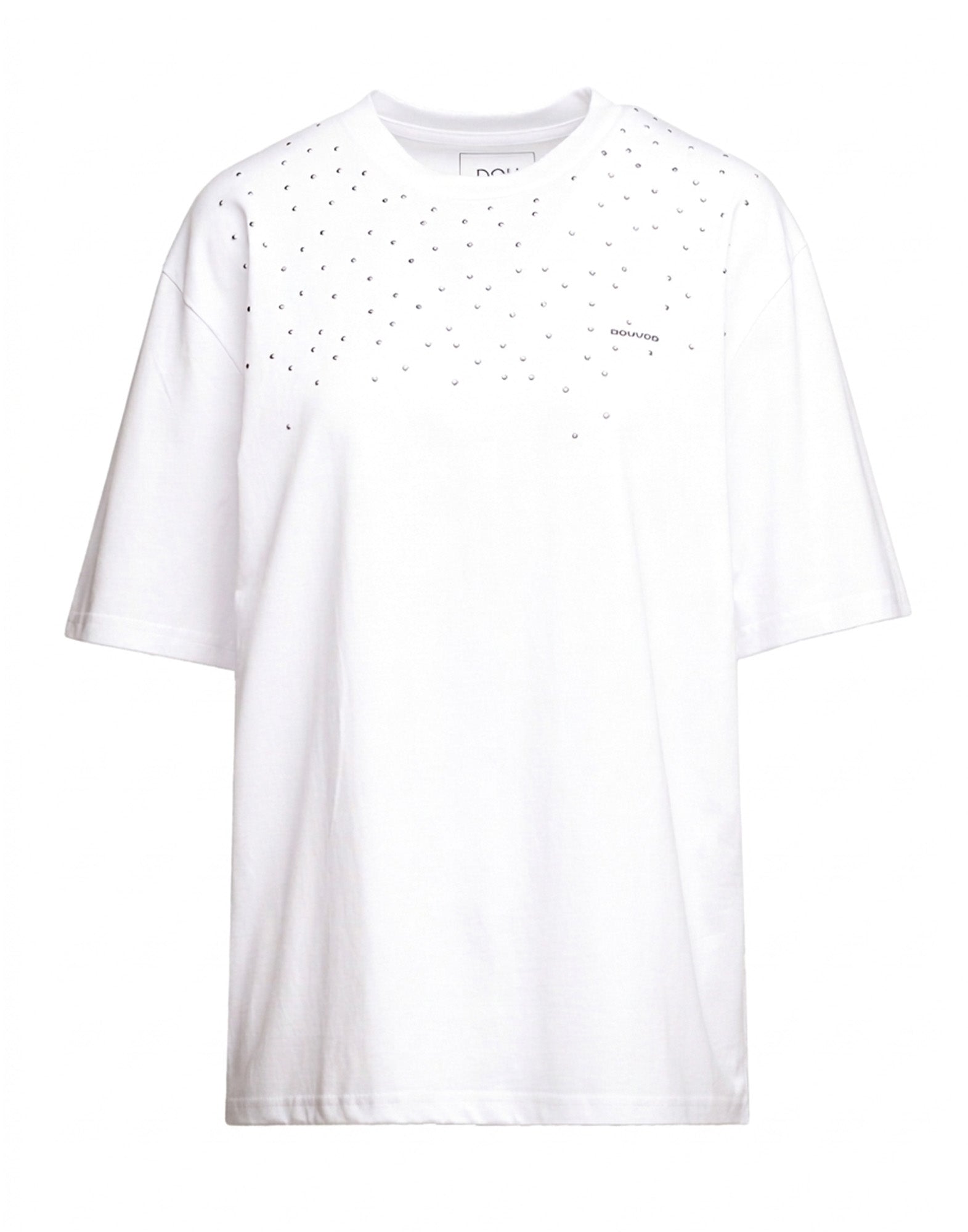DOUUOD T-shirt con Applicazioni e Stampa Bianca