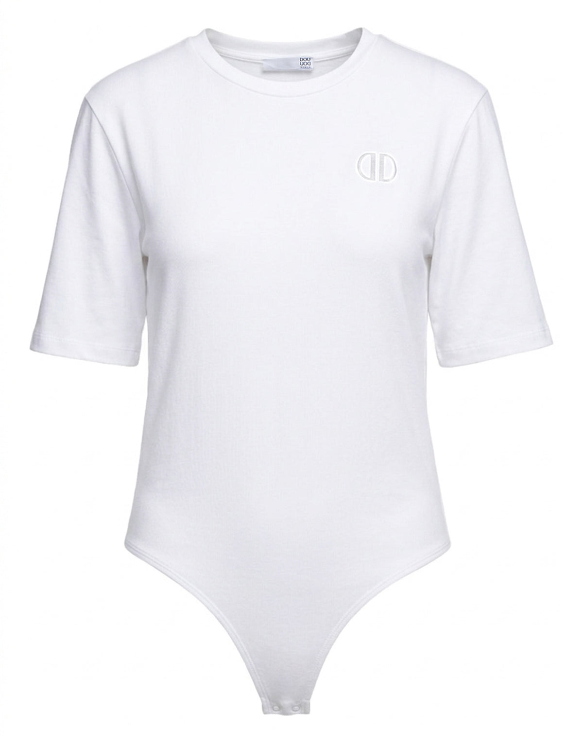 DOUUOD Body Manica Corta in Cotone Logo DD Off White