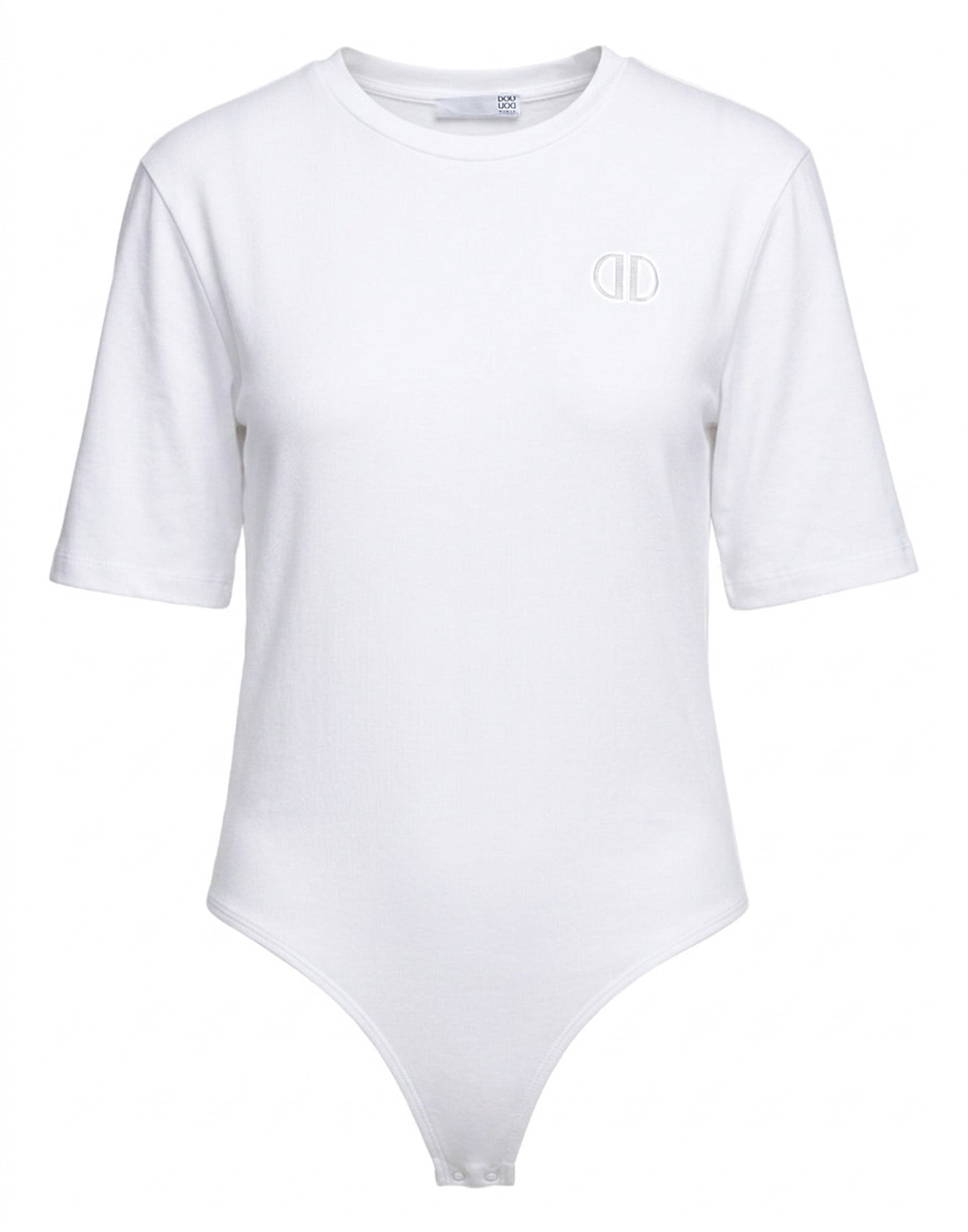 DOUUOD Body Manica Corta in Cotone Logo DD Off White