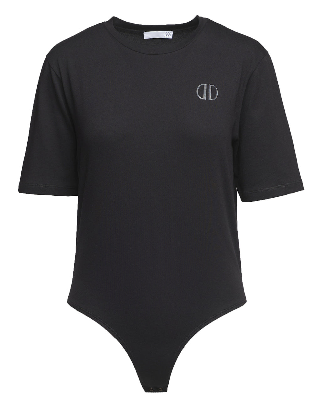 DOUUOD Body Manica Corta in Cotone Logo DD Nero